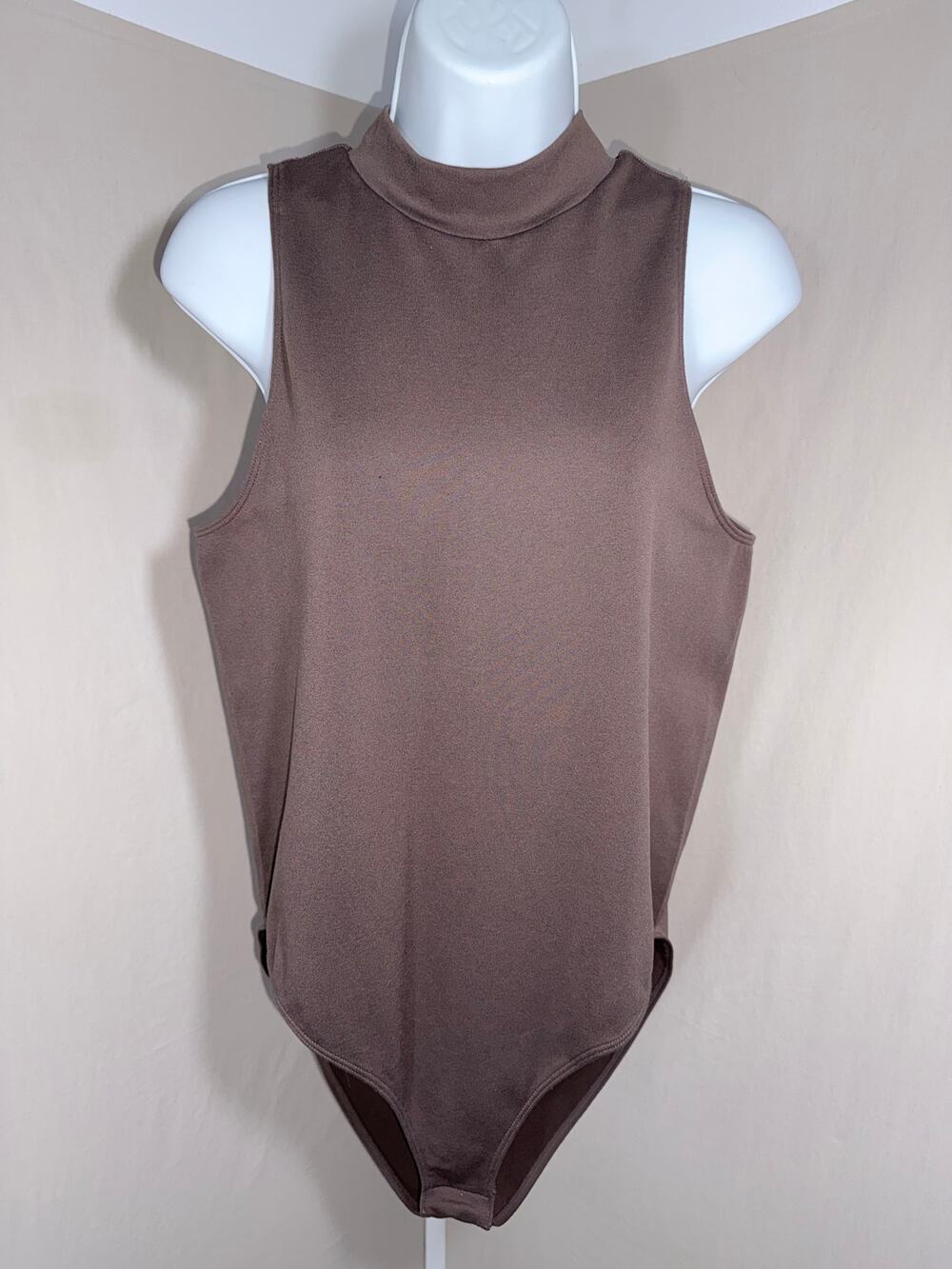 A New Day Sleeveless Mock Neck Bodysuit XXL Brown